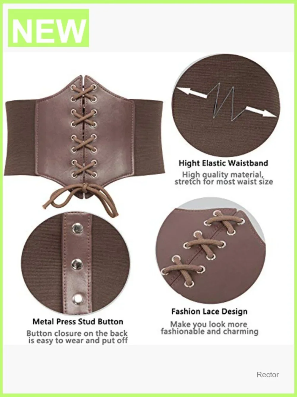Lace-Up Corset Waist Belt Wide Faux Leather Cinch Steampunk Vintage